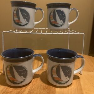 4 Vintage Sailboat Coffee Cups